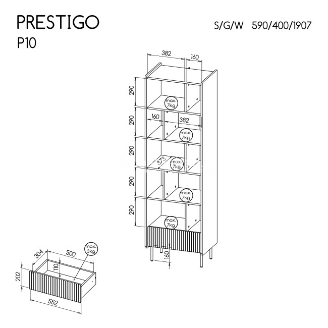 Pastatoma lentyna PRESTIGO P10 Pastatoma lentyna PRESTIGO P10
