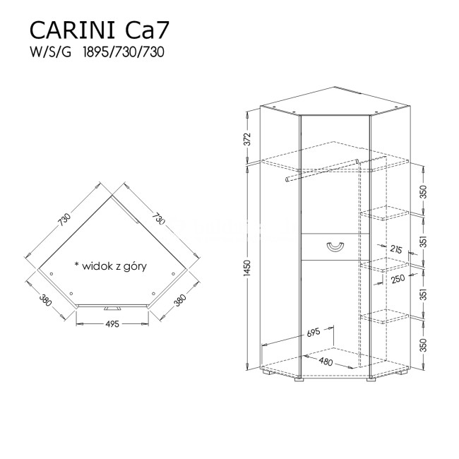 Kampinė spinta CARINI CA7 Kampinė spinta CARINI CA7