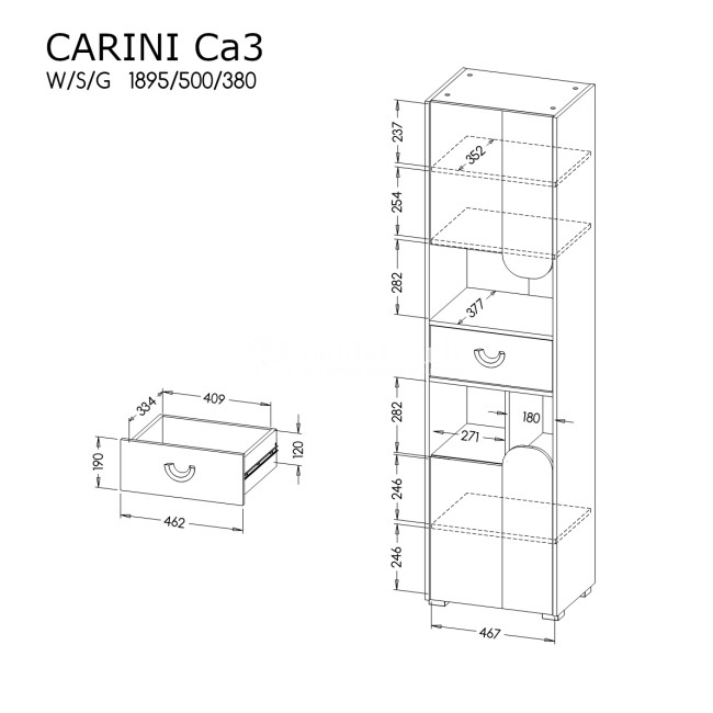 Pastatoma lentyna CARINI CA3 Pastatoma lentyna CARINI CA3